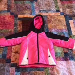 COPY - 3T 1989 Place pink hooded ski/winter coat with removable fleece lining/j…